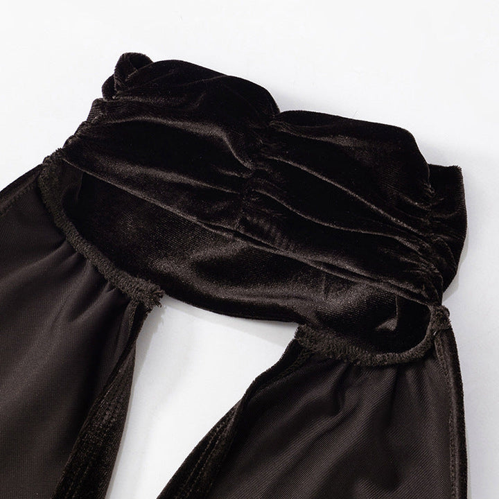 Velvet Mini Dress with Cutouts and Turtleneck Collar - Palmer