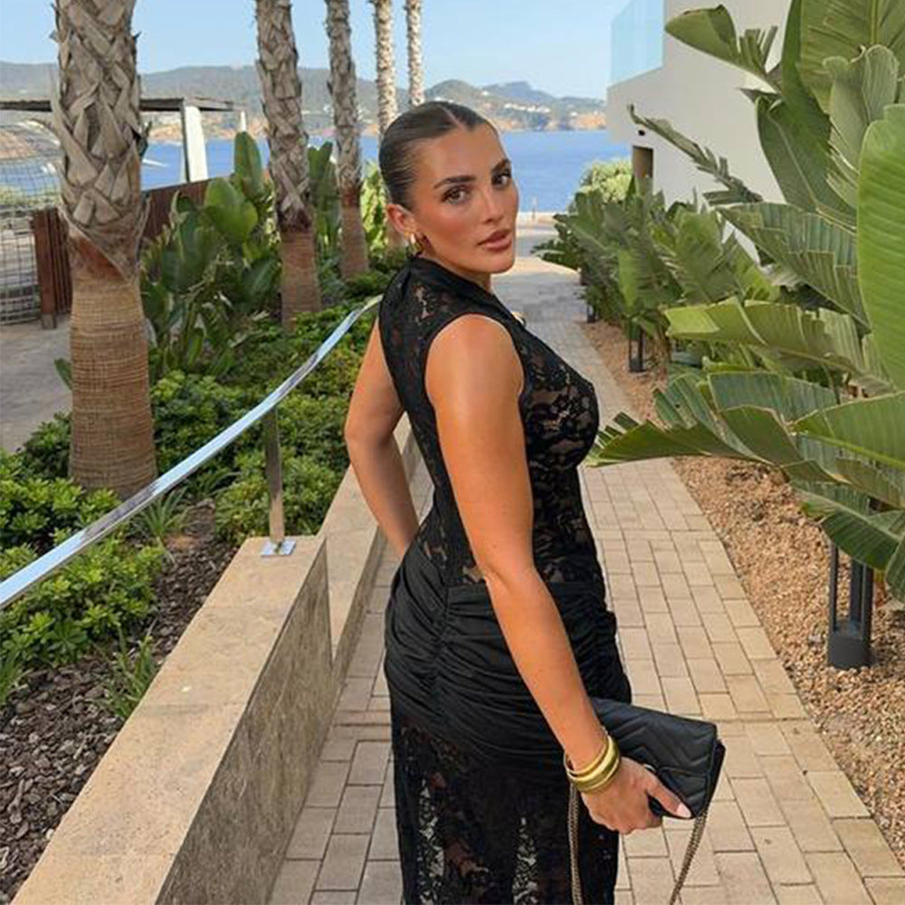 Lace Maxi Dress with Slit Design - Lola