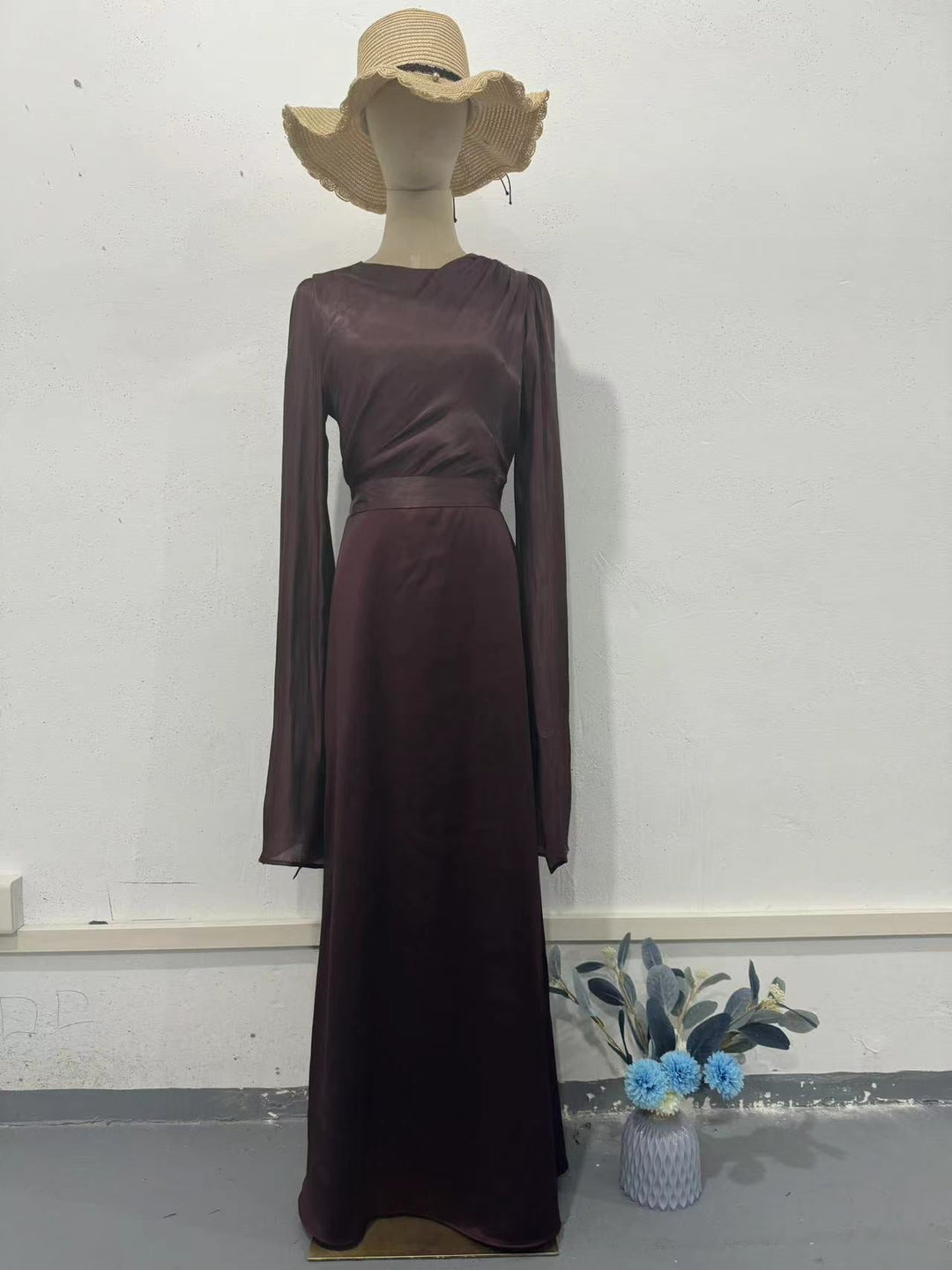 Tamara satin maxi dress with a chiffon design