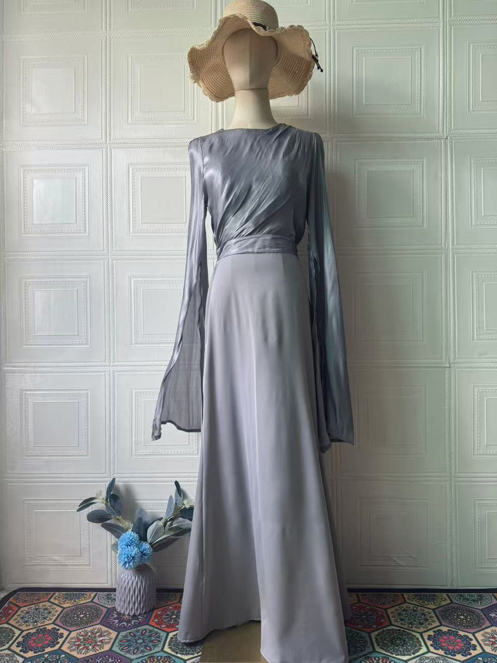 Tamara satin maxi dress with a chiffon design
