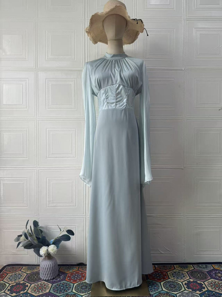 Atalia shiny chiffon dress with rhinestone detailing