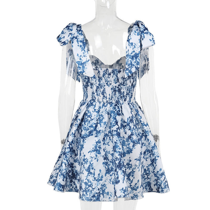 Mini Ruffled Dress with Tie Straps - Florin