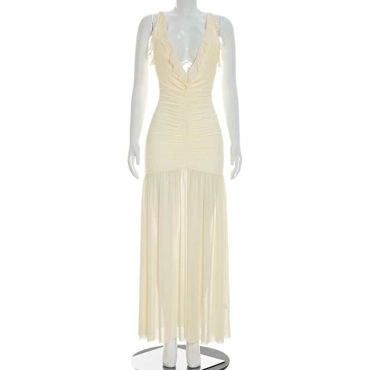 Maxi dress with ruching and chiffon - Toby