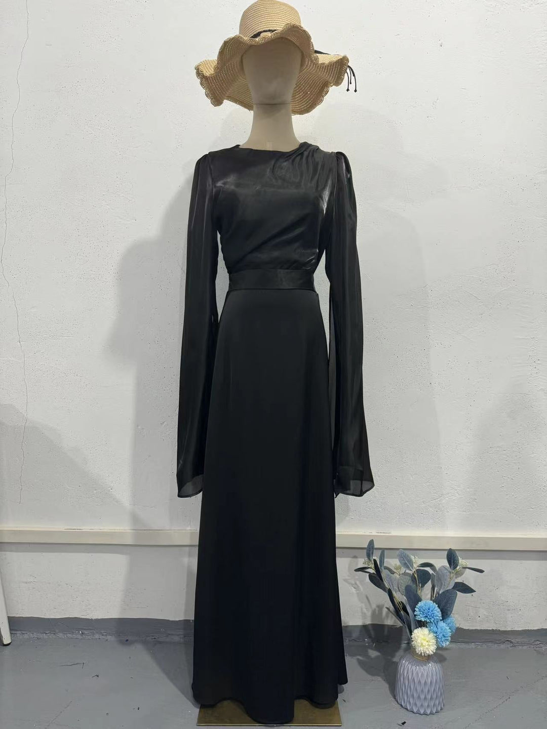 Tamara satin maxi dress with a chiffon design