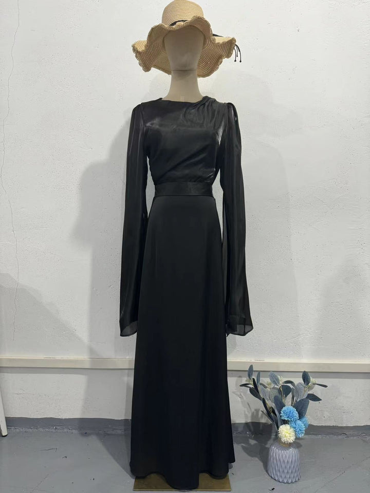 Tamara satin maxi dress with a chiffon design