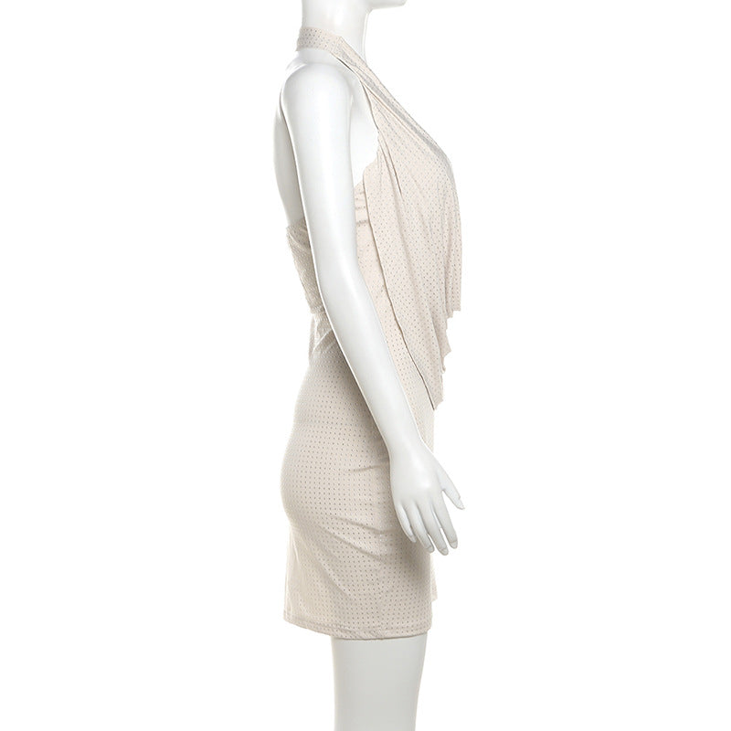 Fitted Sparkling Mini Dress with Dropped Collar - Fash