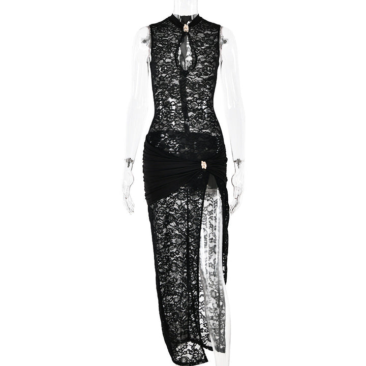 Lace Maxi Dress with Slit Design - Lola