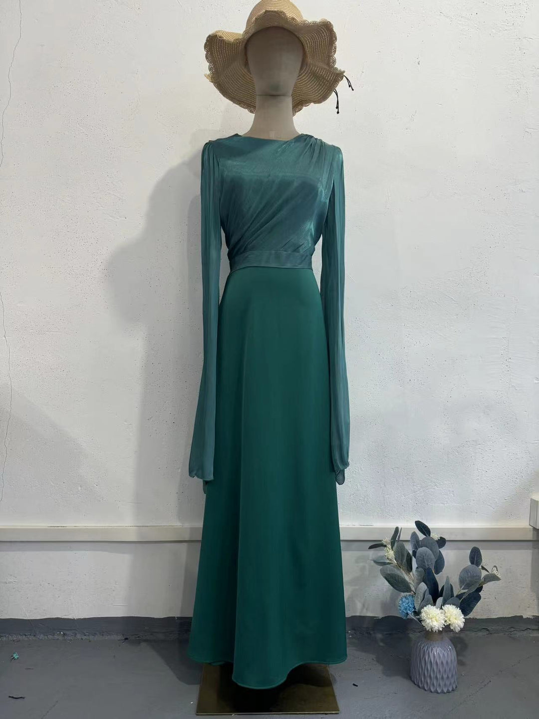 Tamara satin maxi dress with a chiffon design