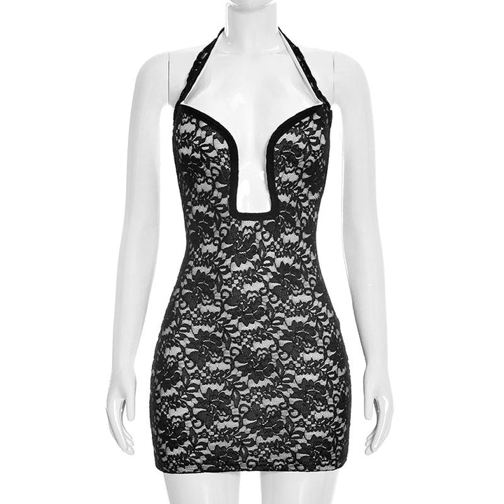 Lace mini dress with an open back - Yahli