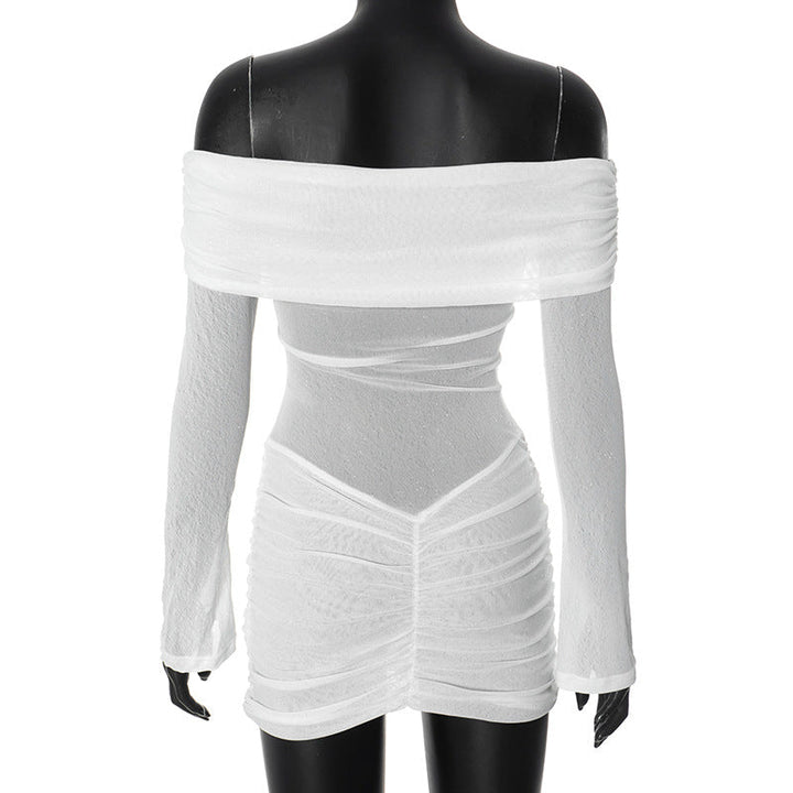 A-Line Mini Sequin Dress with Ruching and Off-Shoulder Design - Kiara