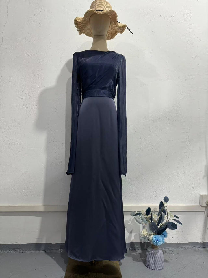 Tamara satin maxi dress with a chiffon design
