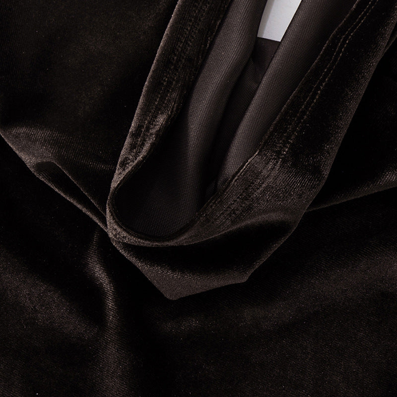 Velvet Mini Dress with Cutouts and Turtleneck Collar - Palmer