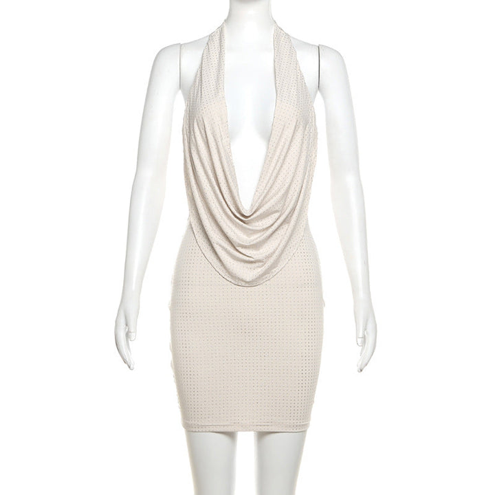 Fitted Sparkling Mini Dress with Dropped Collar - Fash