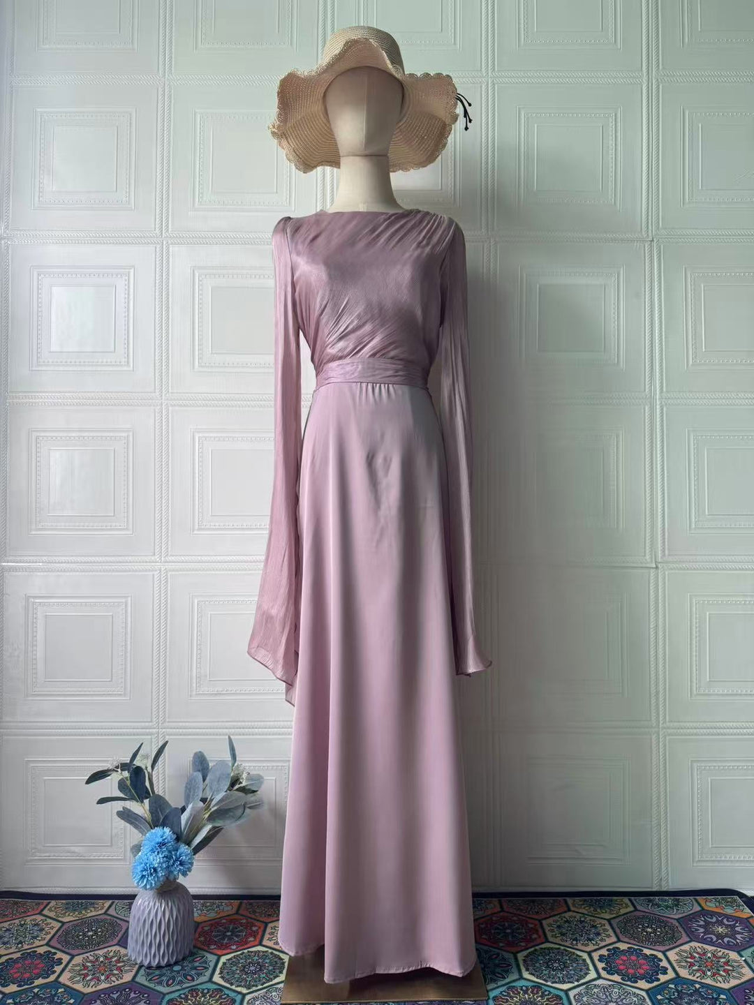 Tamara satin maxi dress with a chiffon design