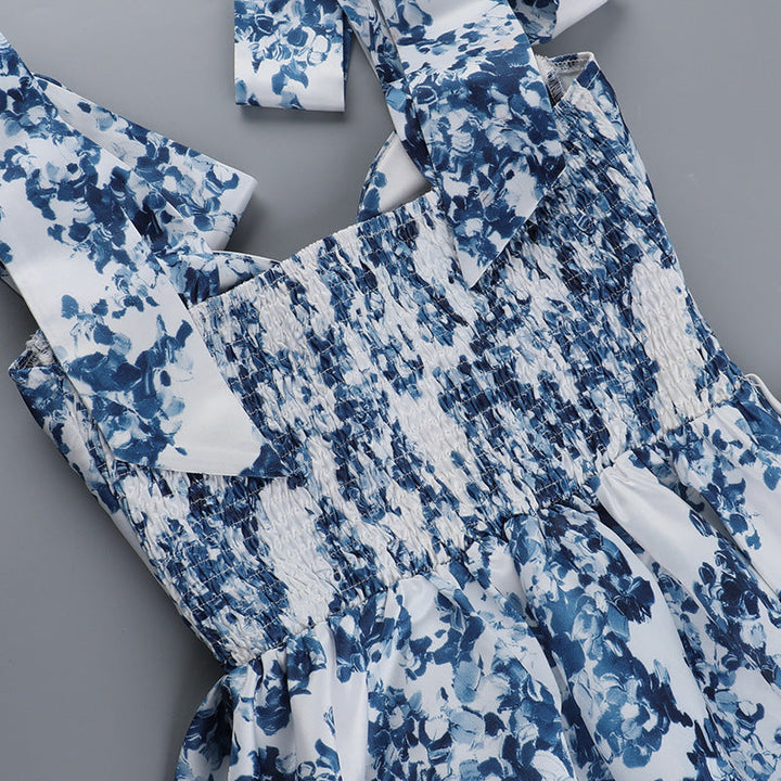 Mini Ruffled Dress with Tie Straps - Florin