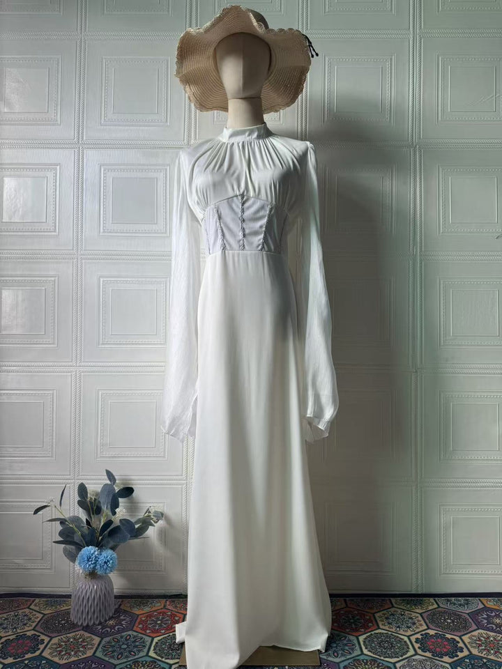 Atalia shiny chiffon dress with rhinestone detailing