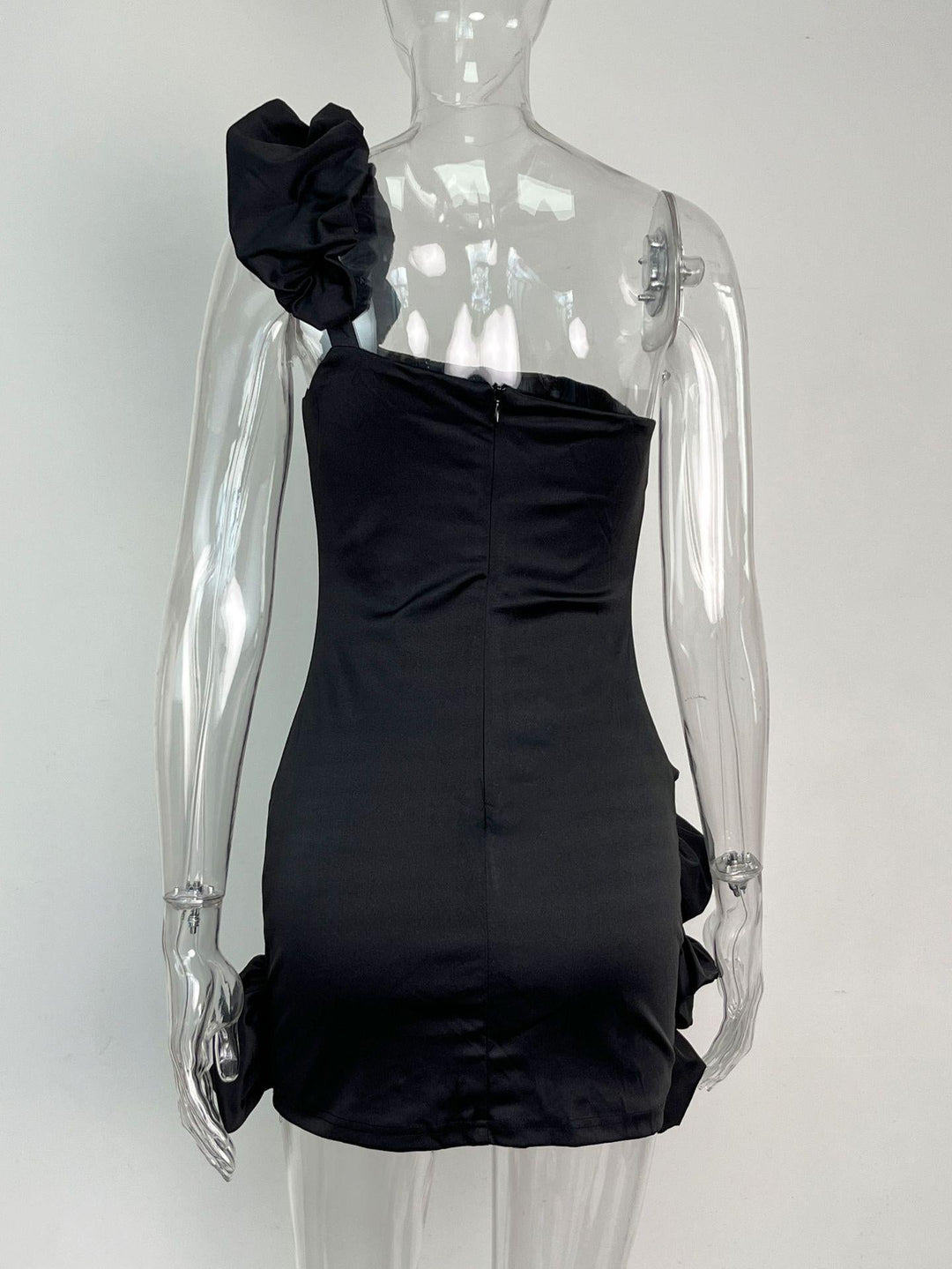 Mini Dress with Pleats and One-Shoulder Design - Florina