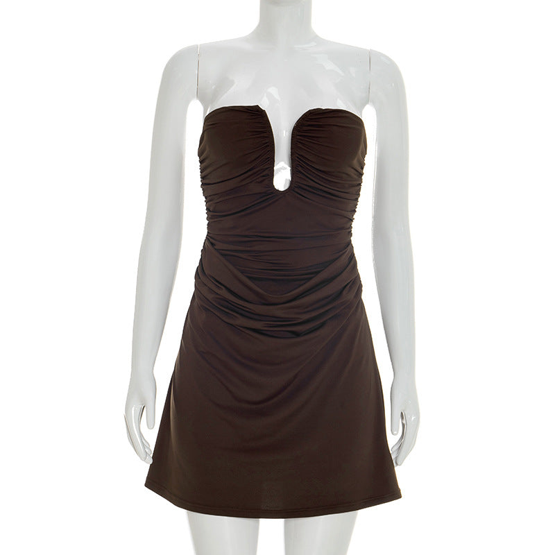 Strapless pleated mini dress - Amri