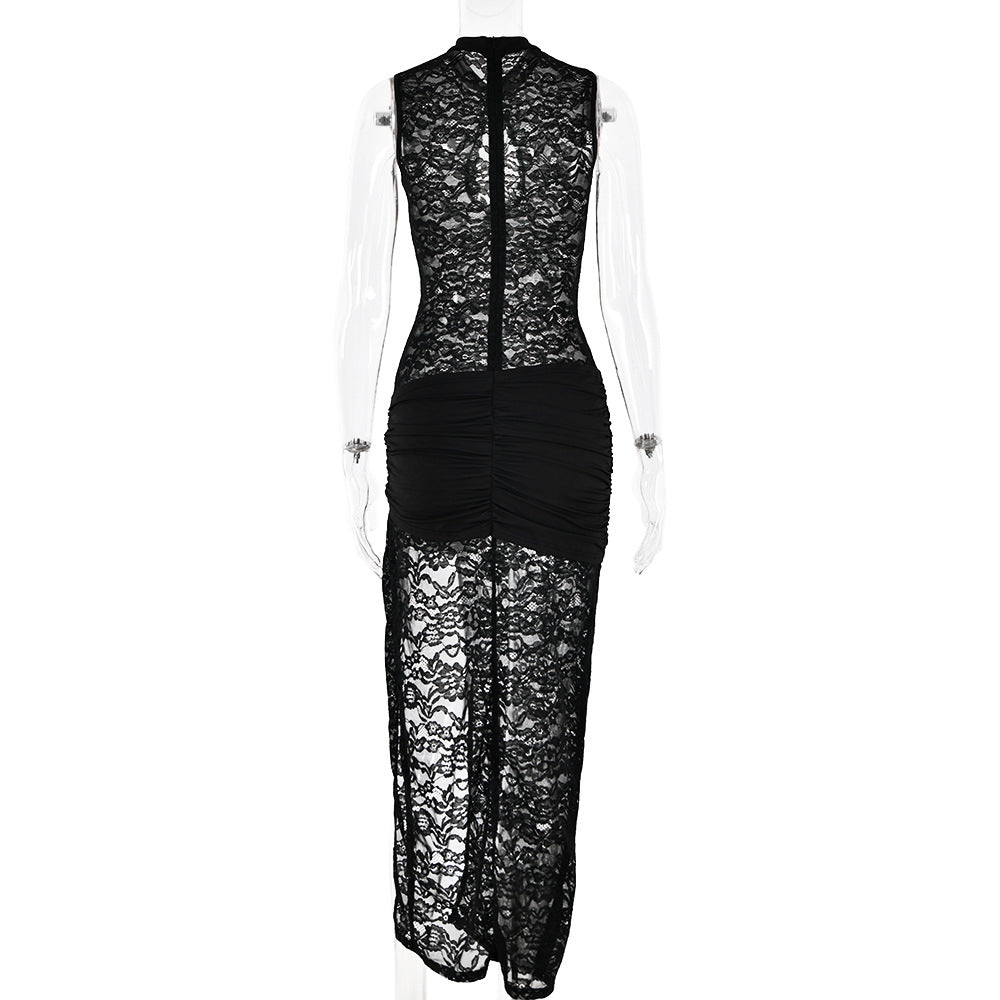 Lace Maxi Dress with Slit Design - Lola