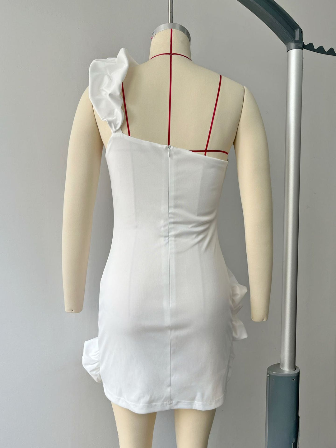 Mini Dress with Pleats and One-Shoulder Design - Florina