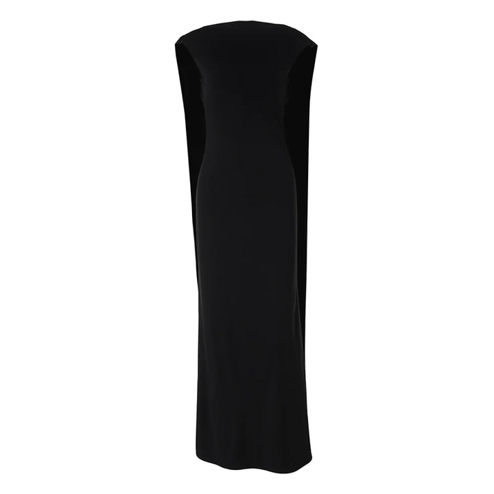 Elegant evening maxi dress with open back and train decoration - Ataret