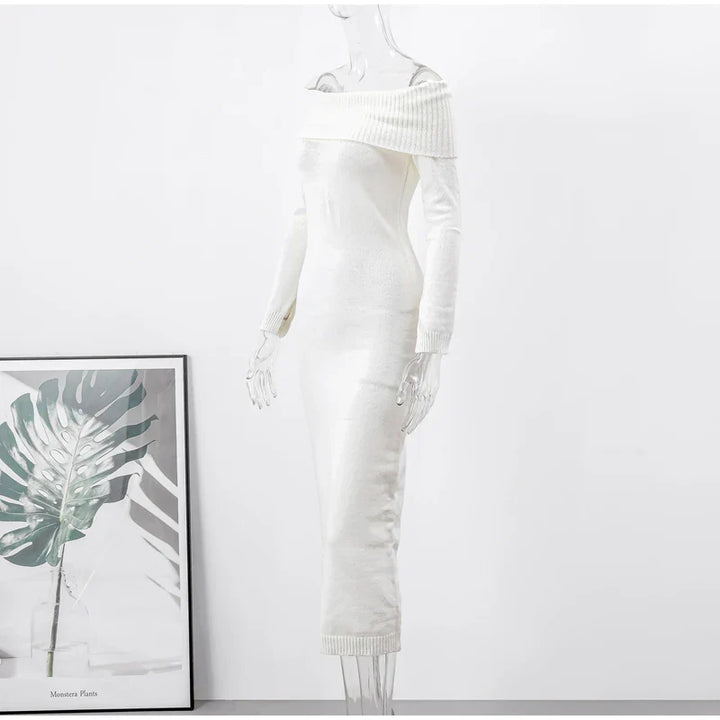 Knitted midi dress with off-shoulder - Liri