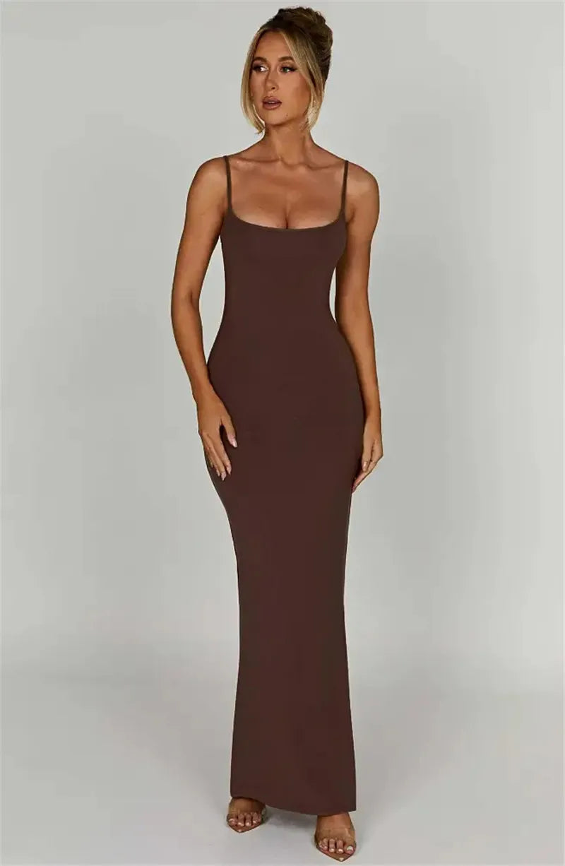 Fitted maxi dress with shaping fabric - Jordi