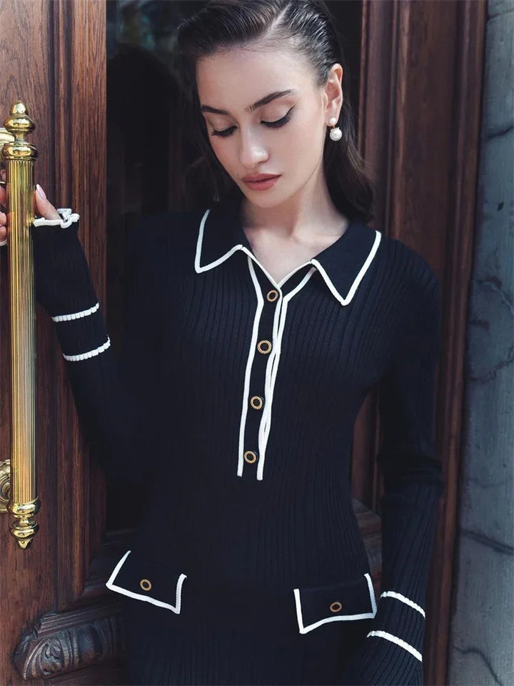 Knitted Maxi/Mini Dress with European Design - Marceline