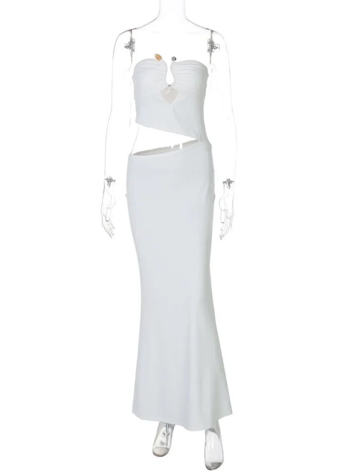 Maxi strapless dress with cut style and buckle detail - Tai