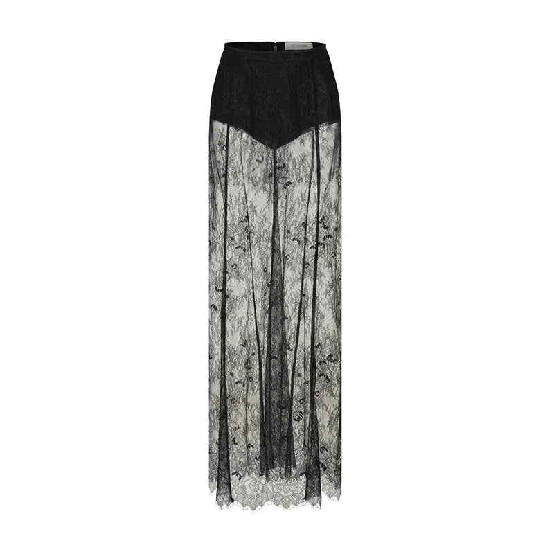 Elegant two-piece set strapless top and maxi lace skirt - Juline