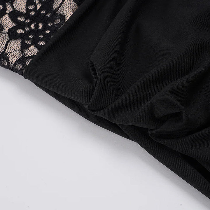 Mini pleated dress with lace bodysuit design - LISS