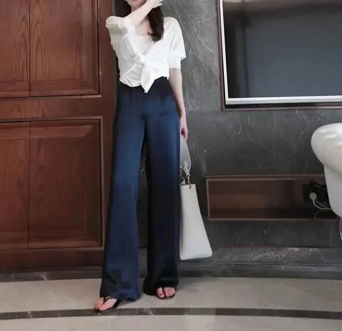 Loose fit satin pants