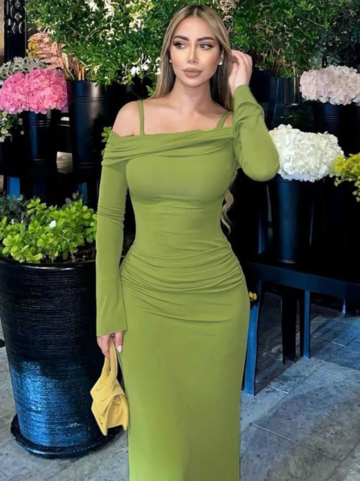 Maxi dress with off-shoulder and strap design - Gala