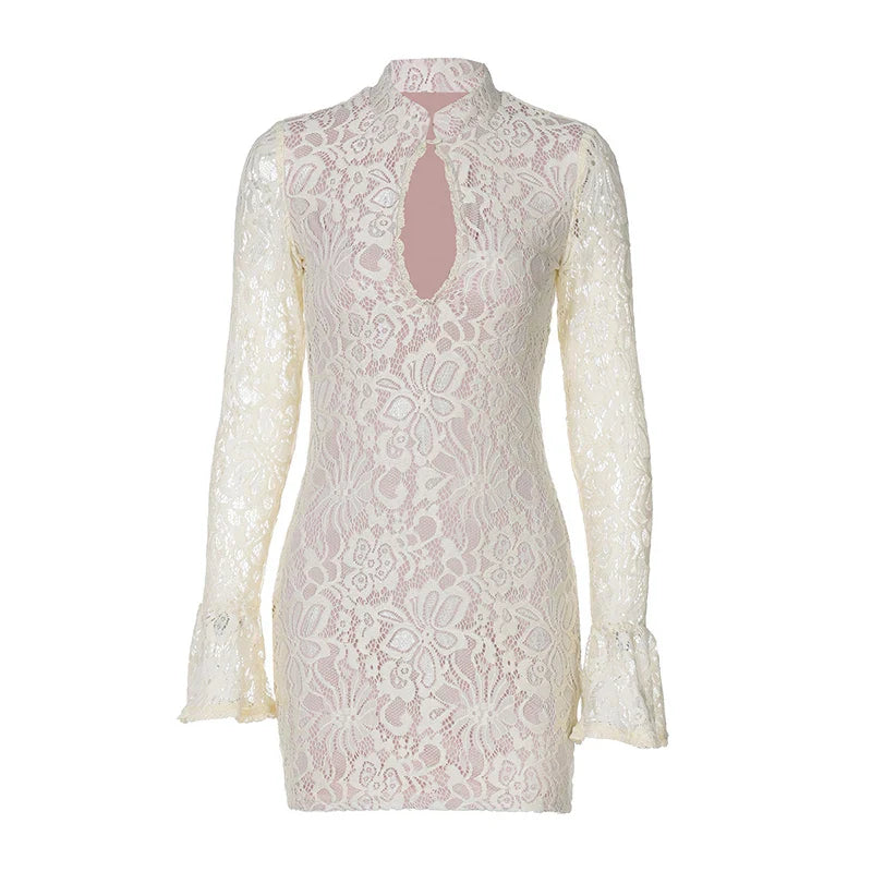Mini lace dress with button closure - Aiden
