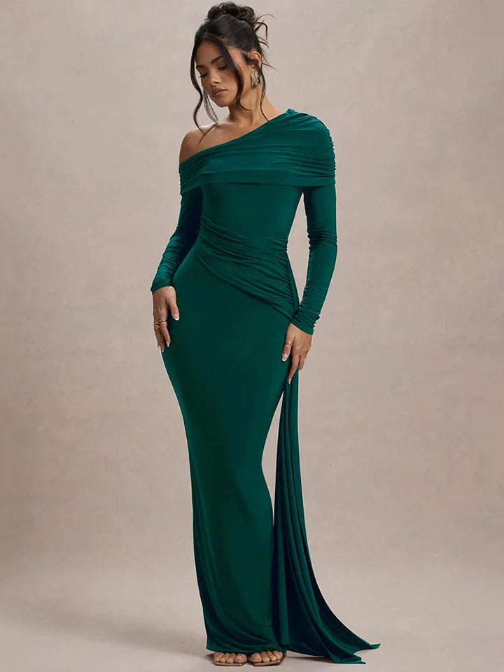 Off-shoulder maxi dress with ruching and ruffle detail - Miguel