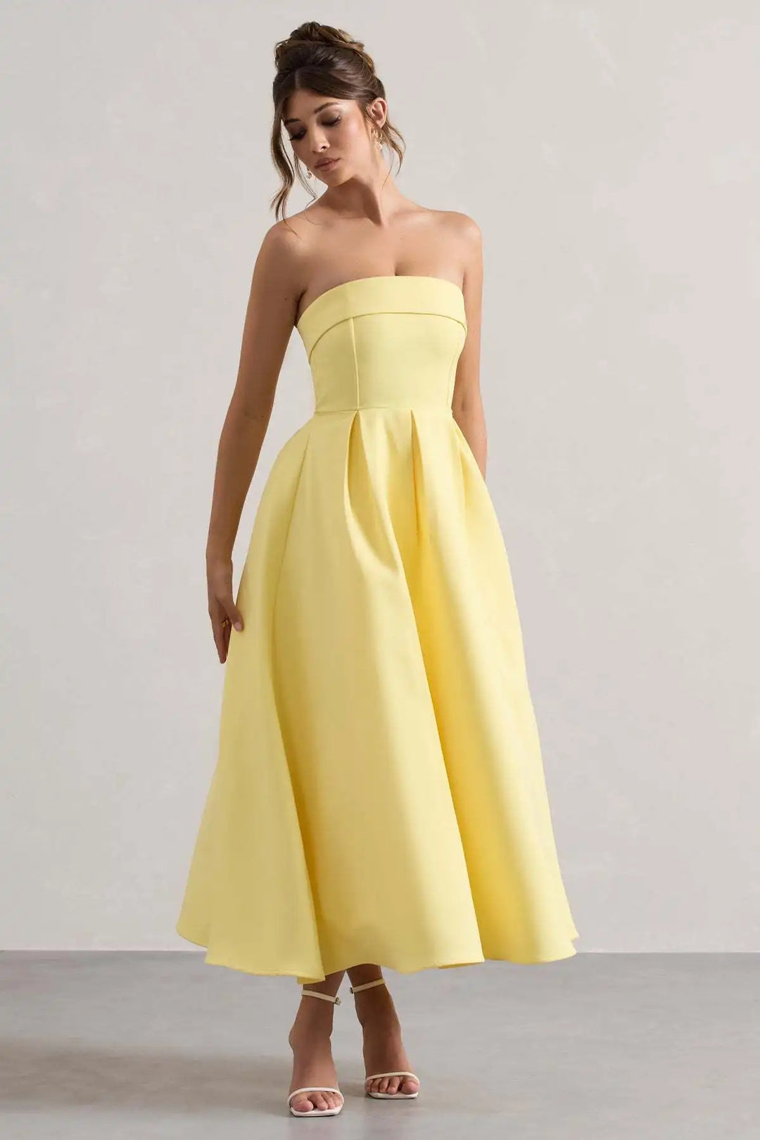 Elegant strapless midi dress - Sandra