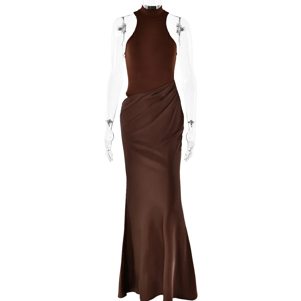 Maxi Dress with Fitted Bodysuit and Satin Skirt - Maris