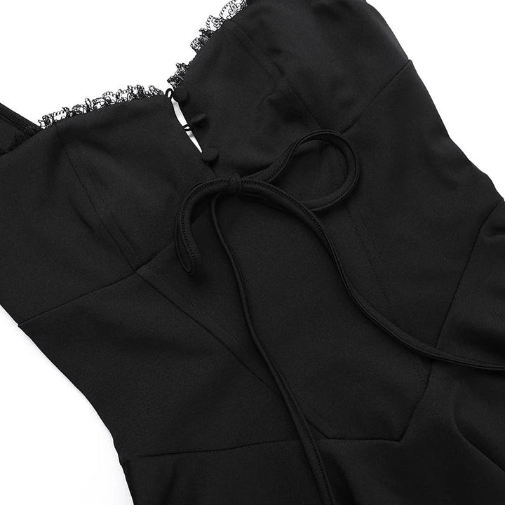 A-line mini dress with button decoration and chest tie - Marom