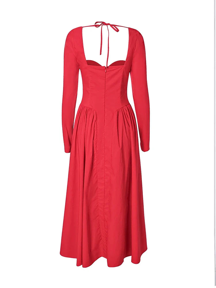A-line Midi Dress with Rustic Design - Giuliana