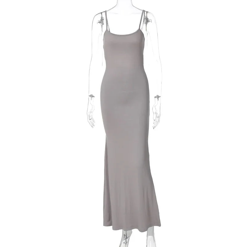 Fitted Maxi Dress with Open Back - Toher