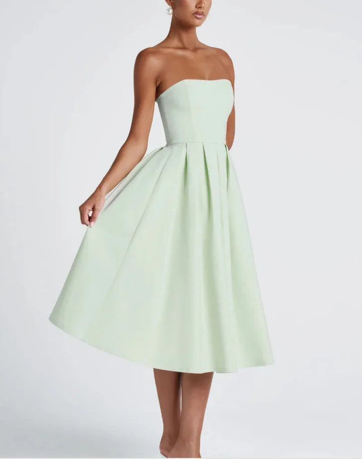 Strapless midi dress in A-line cut - Arya