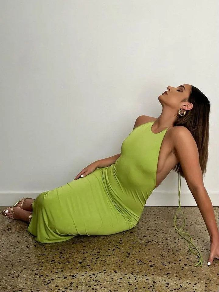 Elegant Tight Maxi Dress with Open Back - Nancy