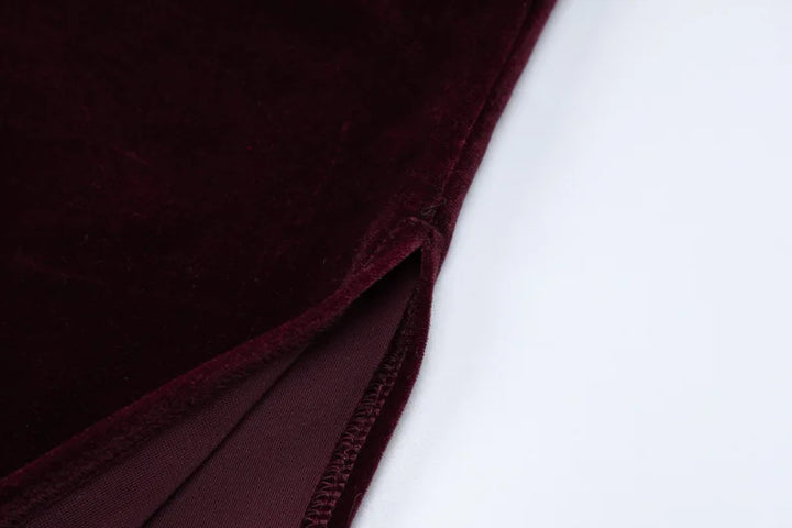 Velvet maxi dress with one sleeve and open back - Alina