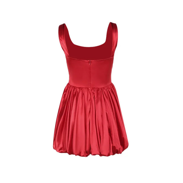 Balloon Cut Satin Mini Dress - Shandy