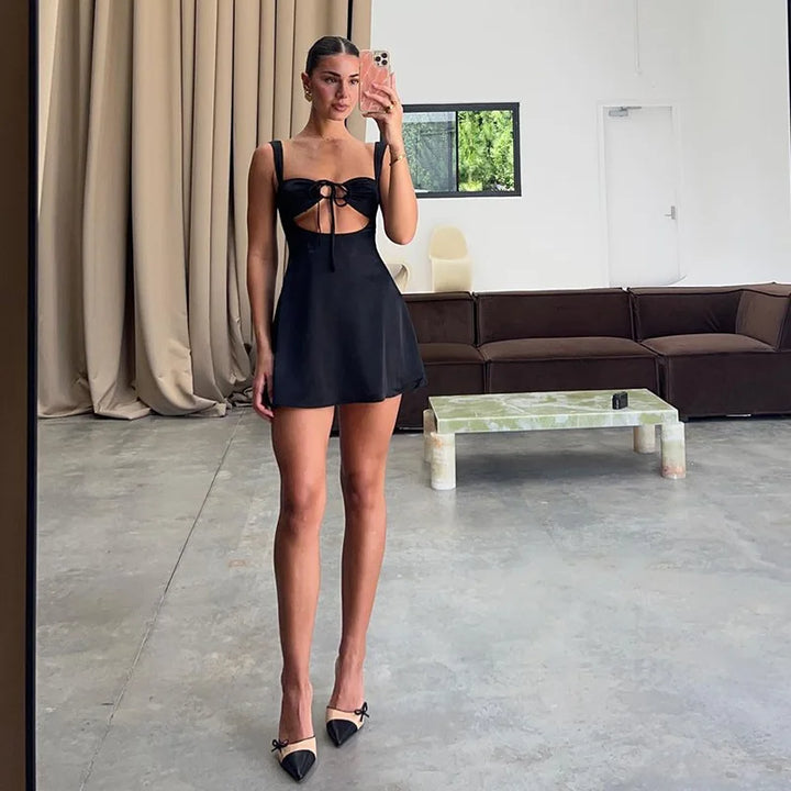 Mini Dress with Tie and Open Back - Alaya