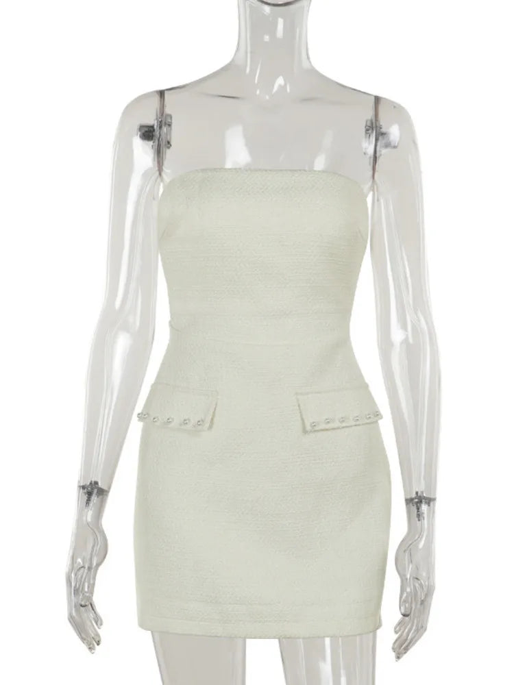 Strapless woven mini dress with short blazer - Leo