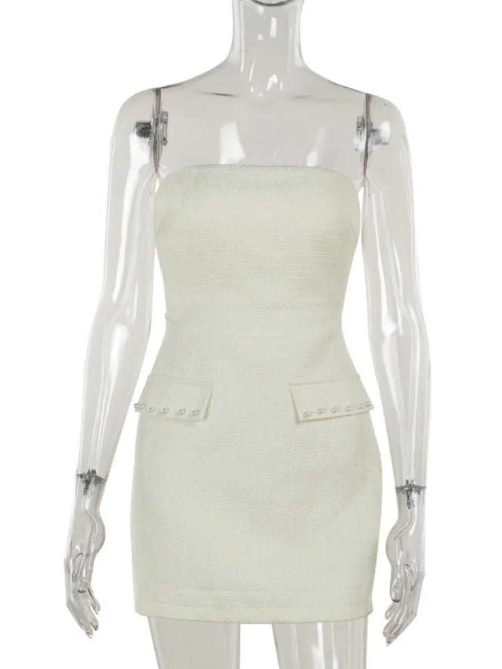 Strapless woven mini dress with short blazer - Leo