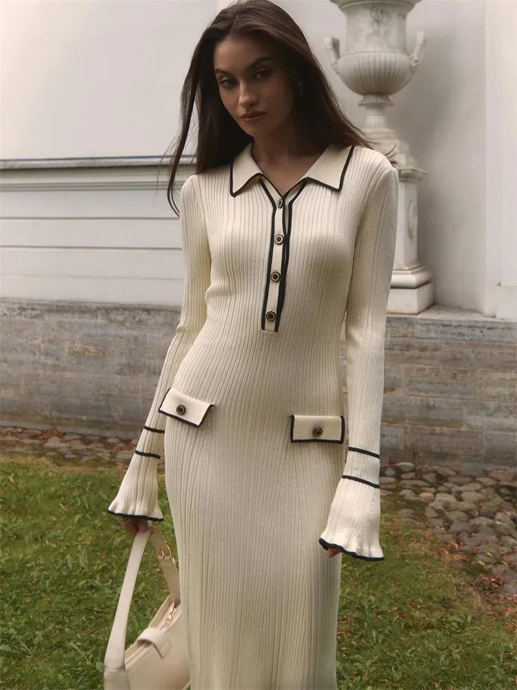 Knitted Maxi/Mini Dress with European Design - Marceline