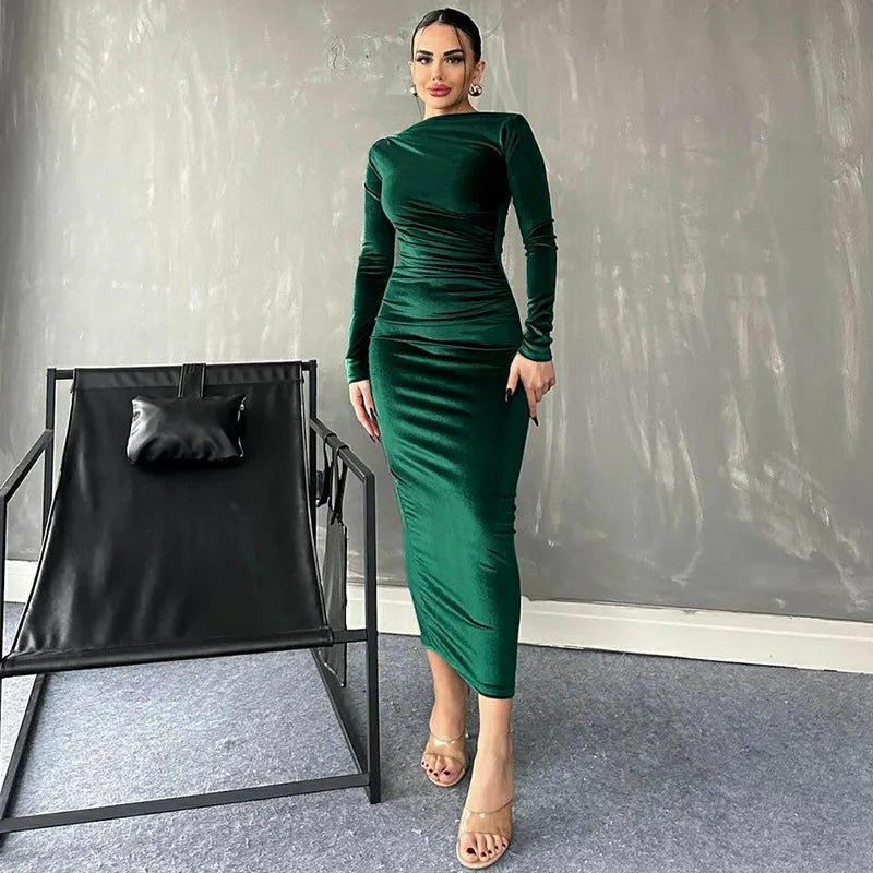 Velvet midi dress - Lorenza