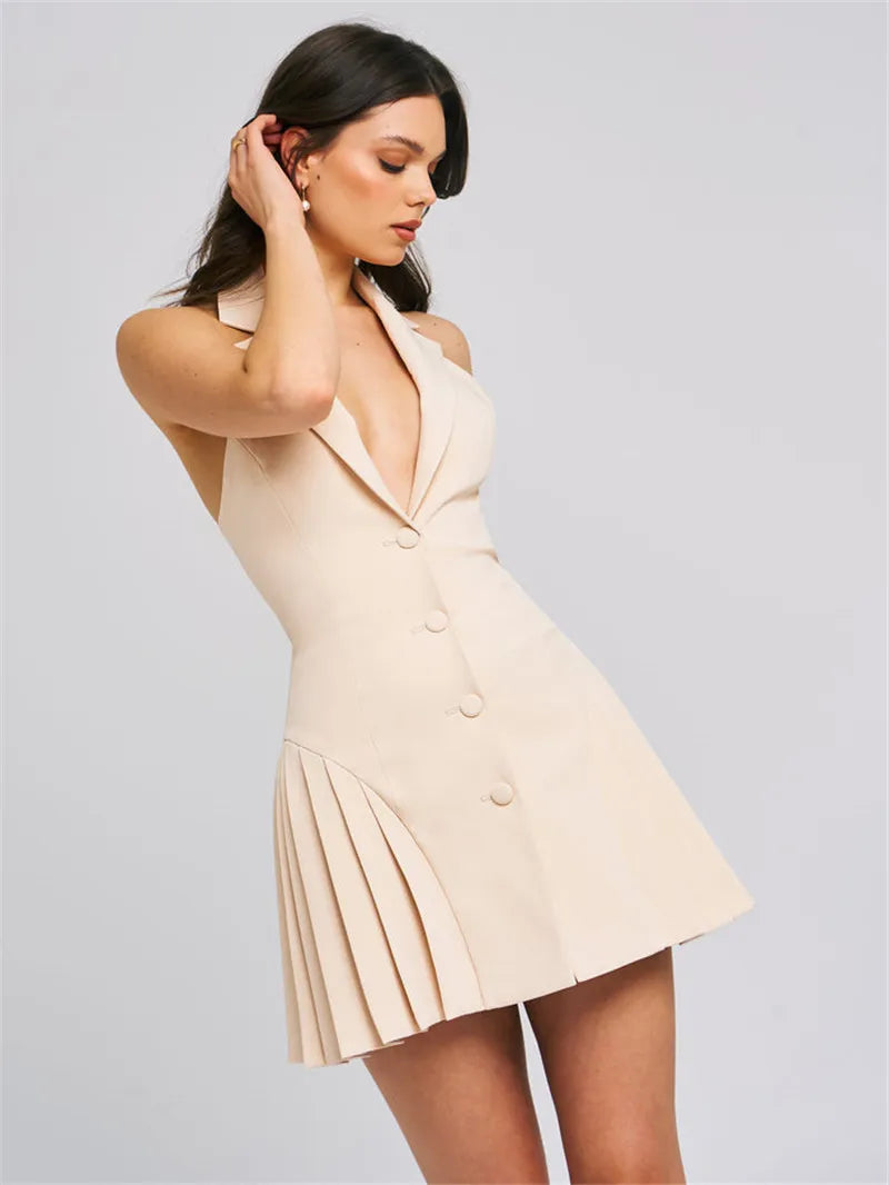Vintage Style Mini Dress with Polo Collar - Yara